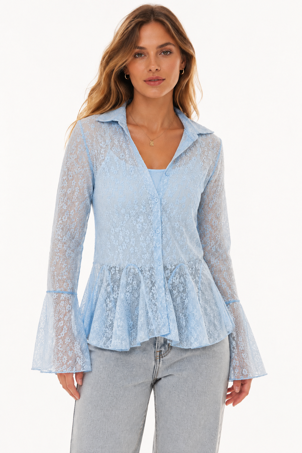 Lace Blouse with Inner Top – ONE MORE women's blouse – view 3
