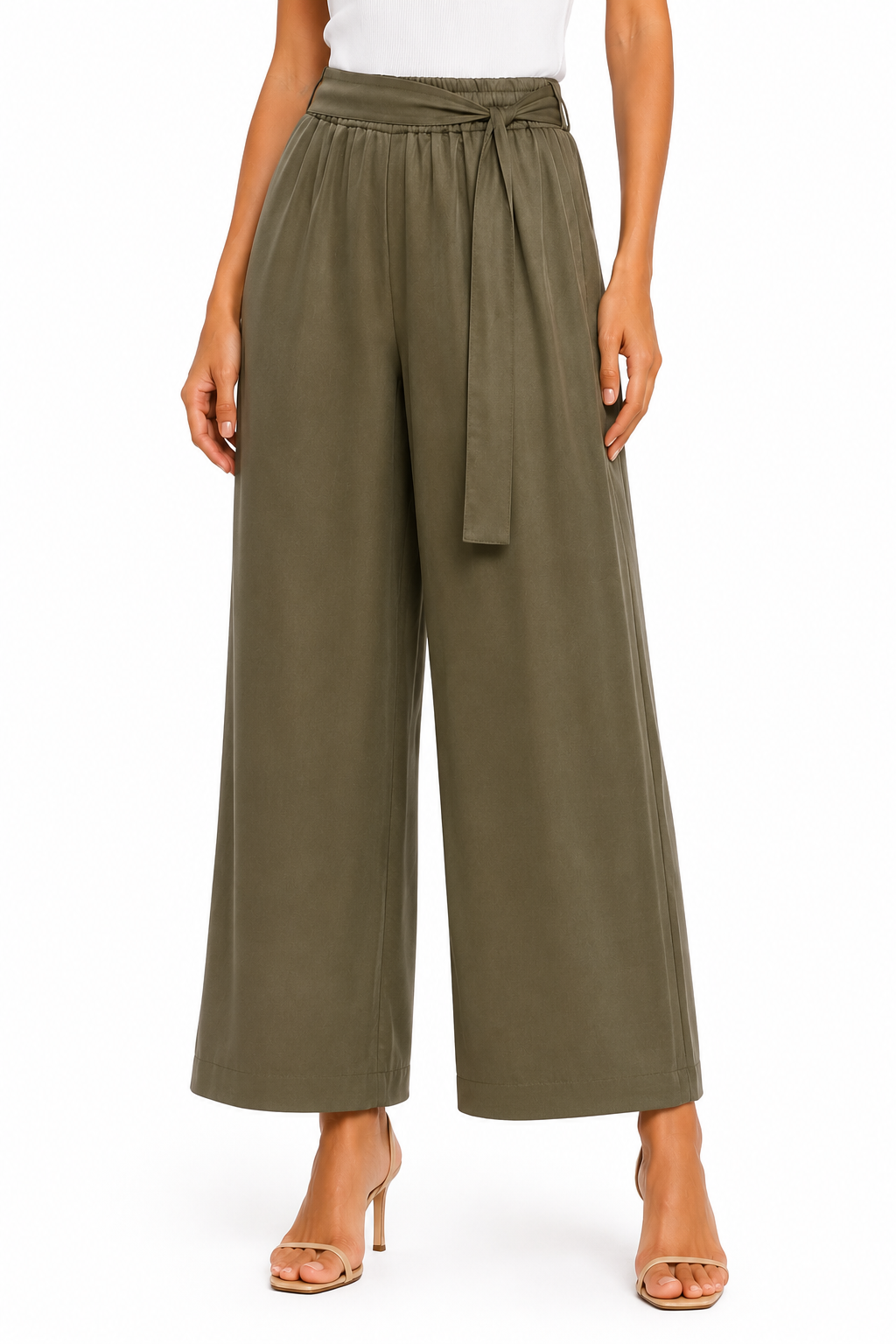 Wide-Leg Belted Pants