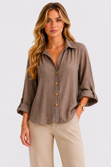 Viscose Button-Down Blouse