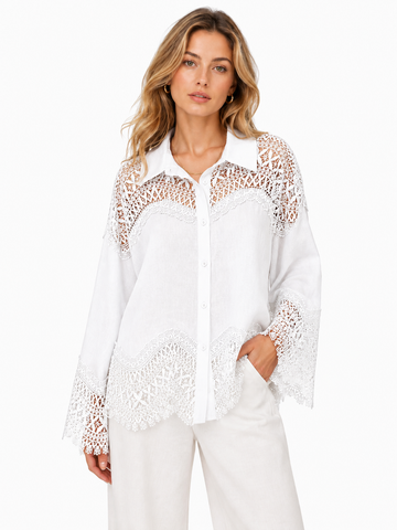 Lace Detail Button-Down Shirt