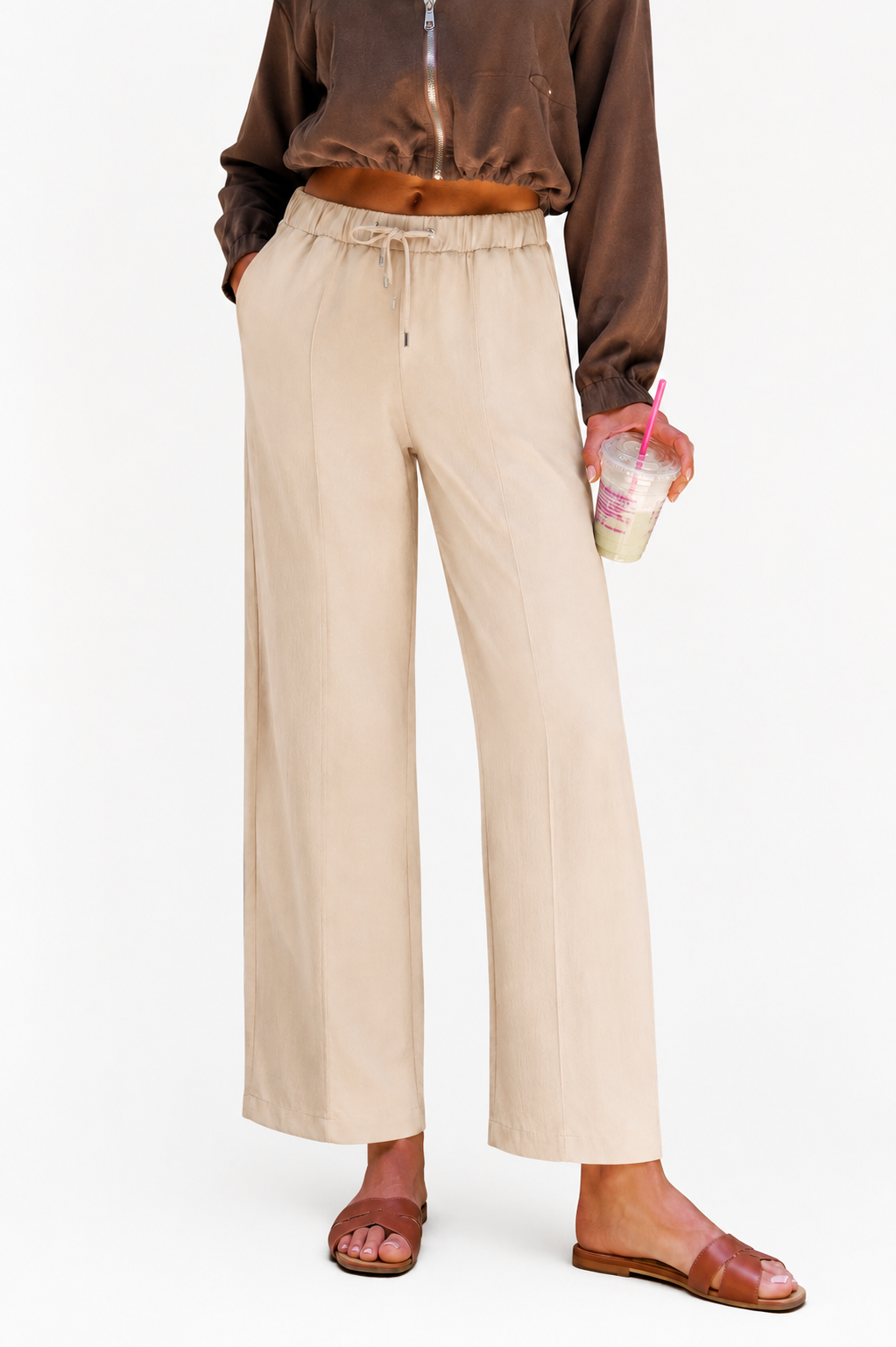 Relaxed Linen Drawstring Pants – ONE MORE women's pants – view 3