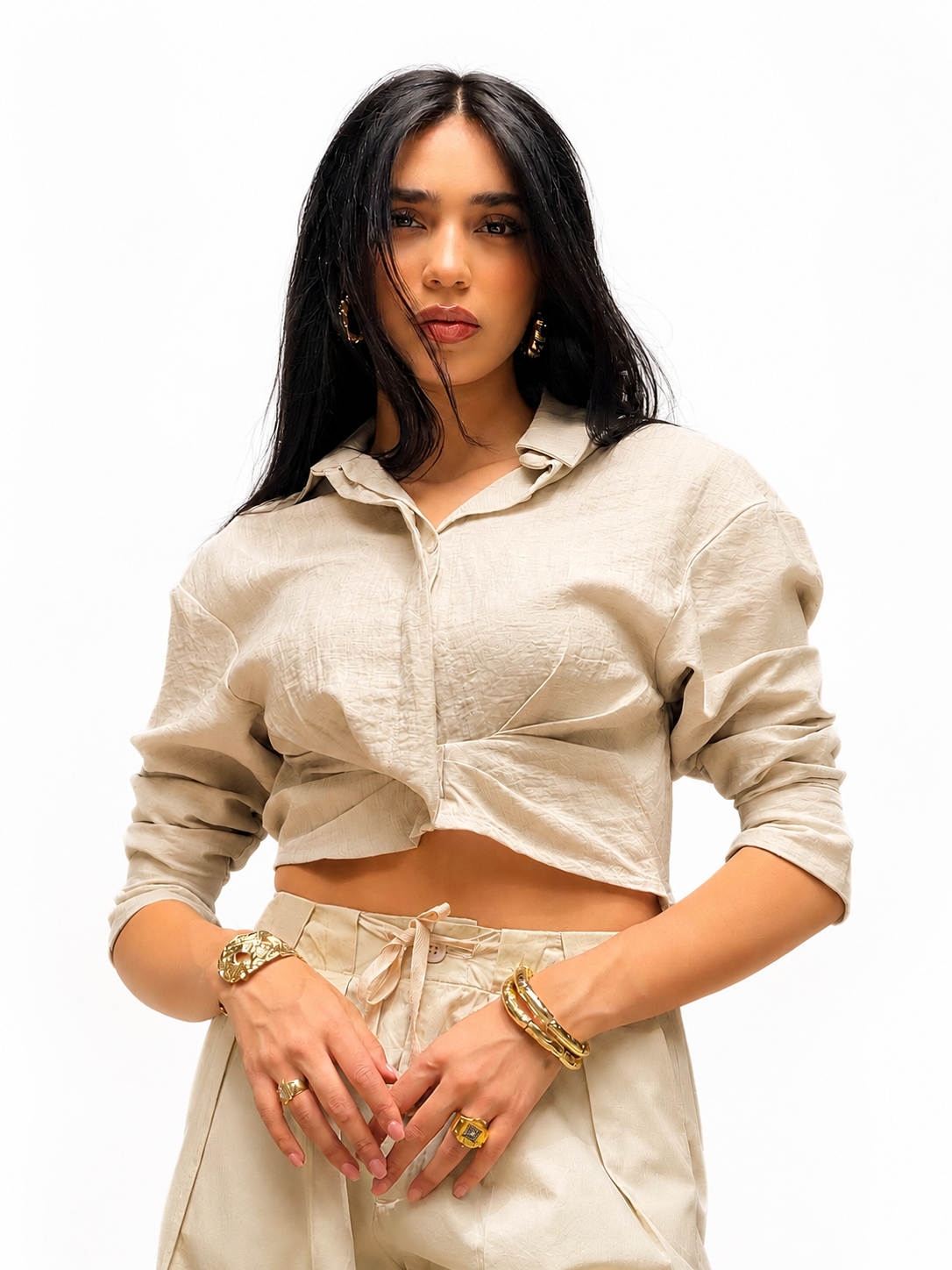 Women's Front Twist Linen Blouse