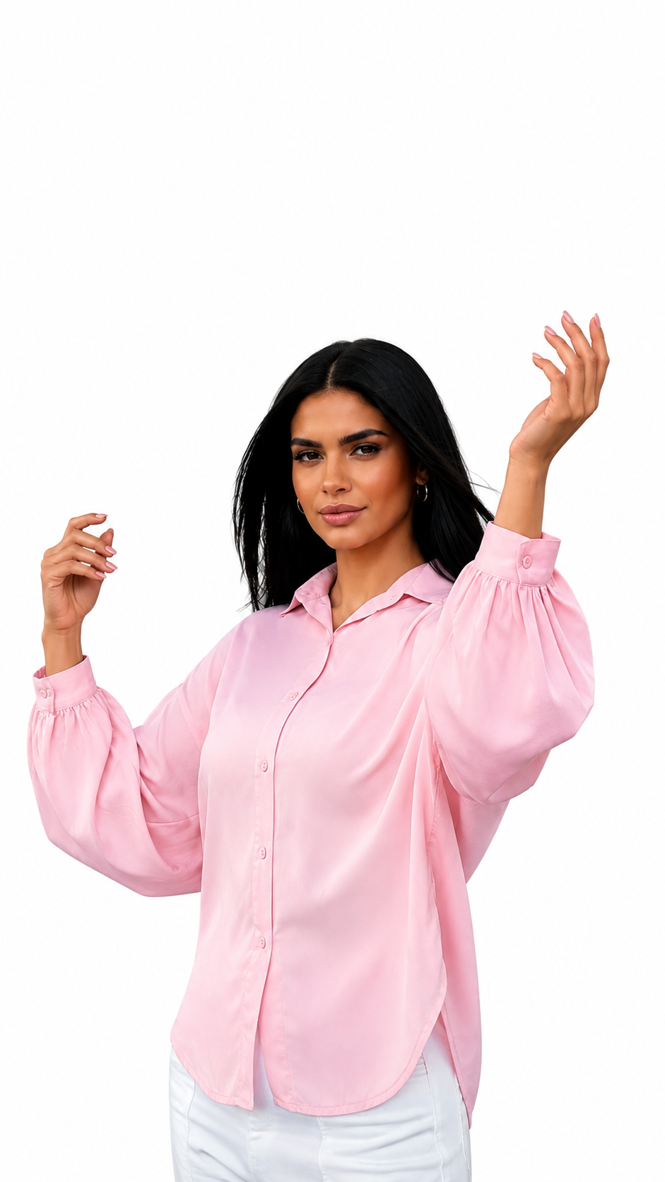 Twist Back Detail Button-Down Blouse