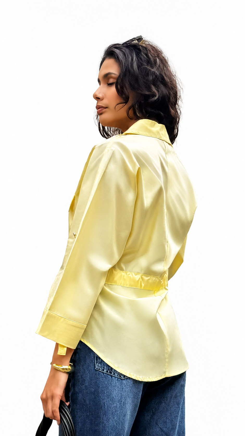 Long Tie-Waist Button-Down Shirt – ONE MORE women's shirt – view 7