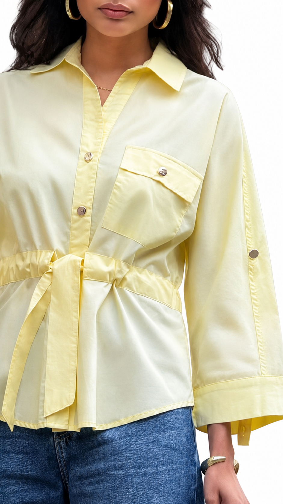 Long Tie-Waist Button-Down Shirt – ONE MORE women's shirt – view 6