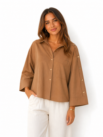 Button Sleeve Oversized Shirt