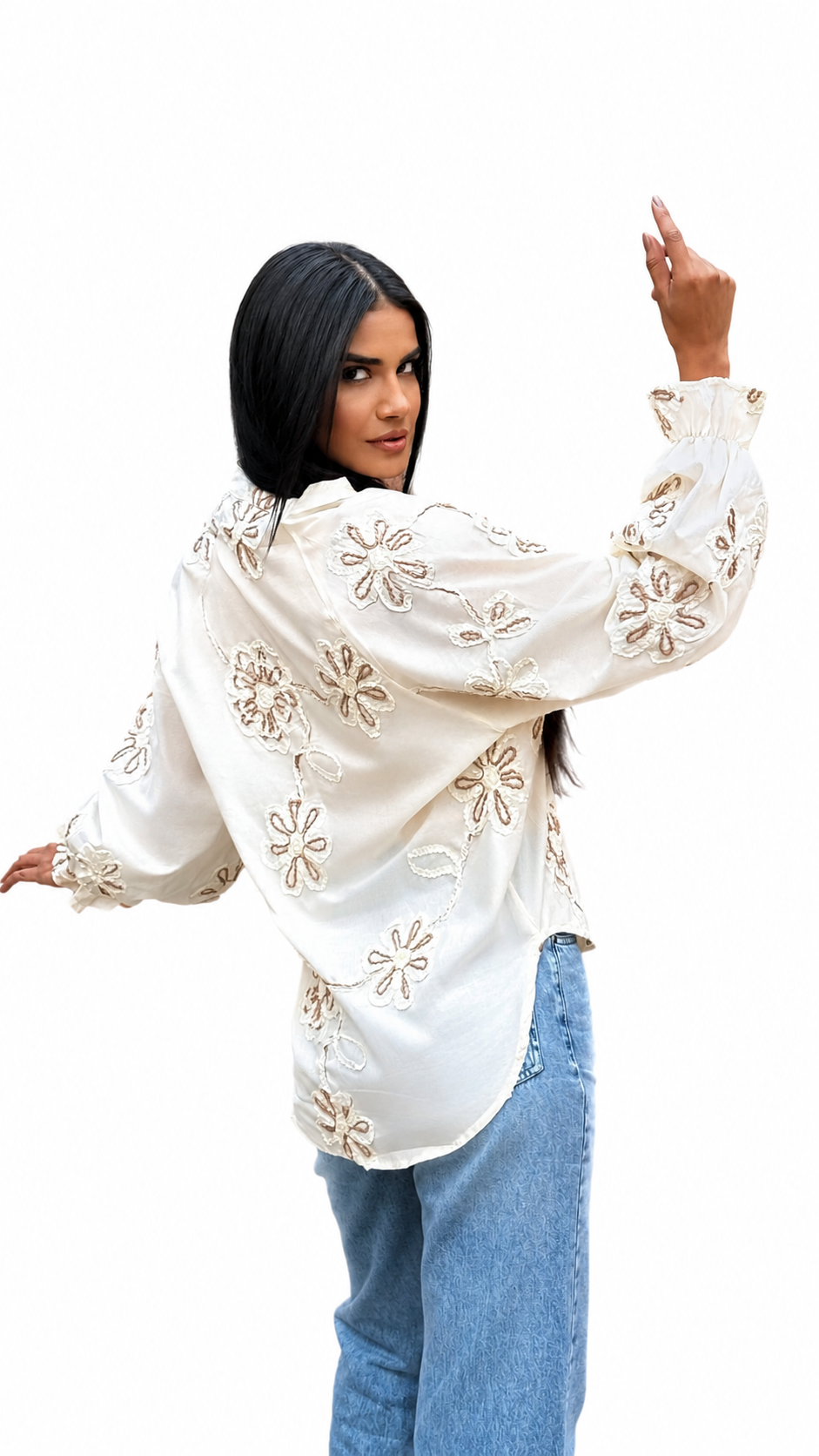 Embroidered Casual Blouse with Relaxed Fit