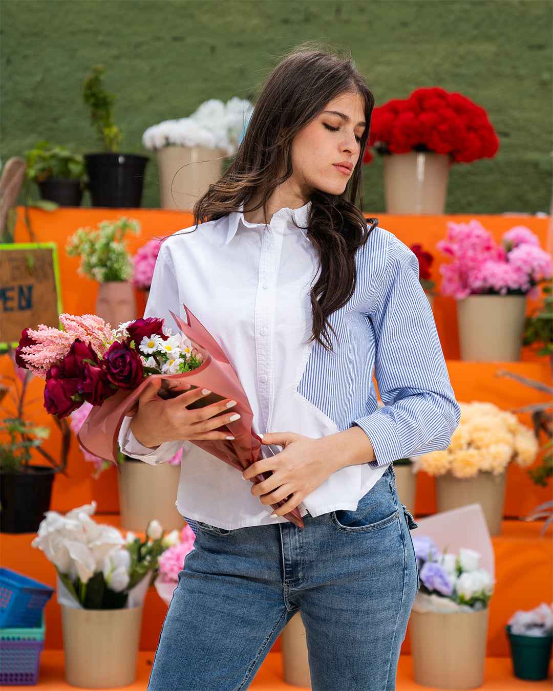 Women’s Striped Button-Up Shirt – Modern Casual Long Sleeve