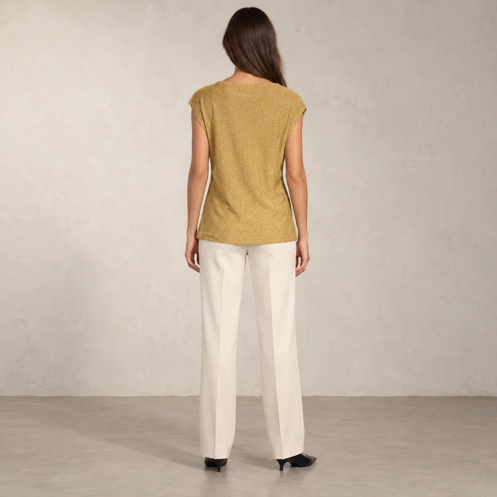 Shimmer Ring Draped Top in Gold — ONE MORE