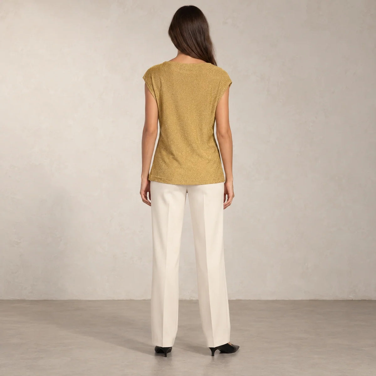 Shimmer Ring Draped Top in Gold — ONE MORE