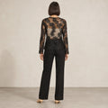 Floral Lace Sheer Blouse in Black — ONE MORE