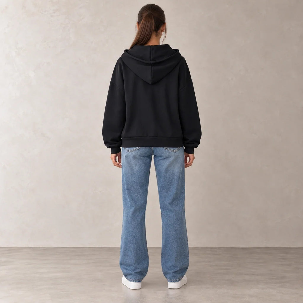 96 France Zip-Up Hoodie in Black — ONE MORE