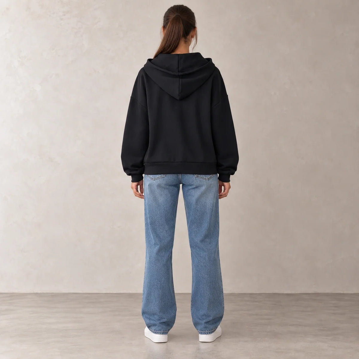 96 France Zip-Up Hoodie in Black — ONE MORE