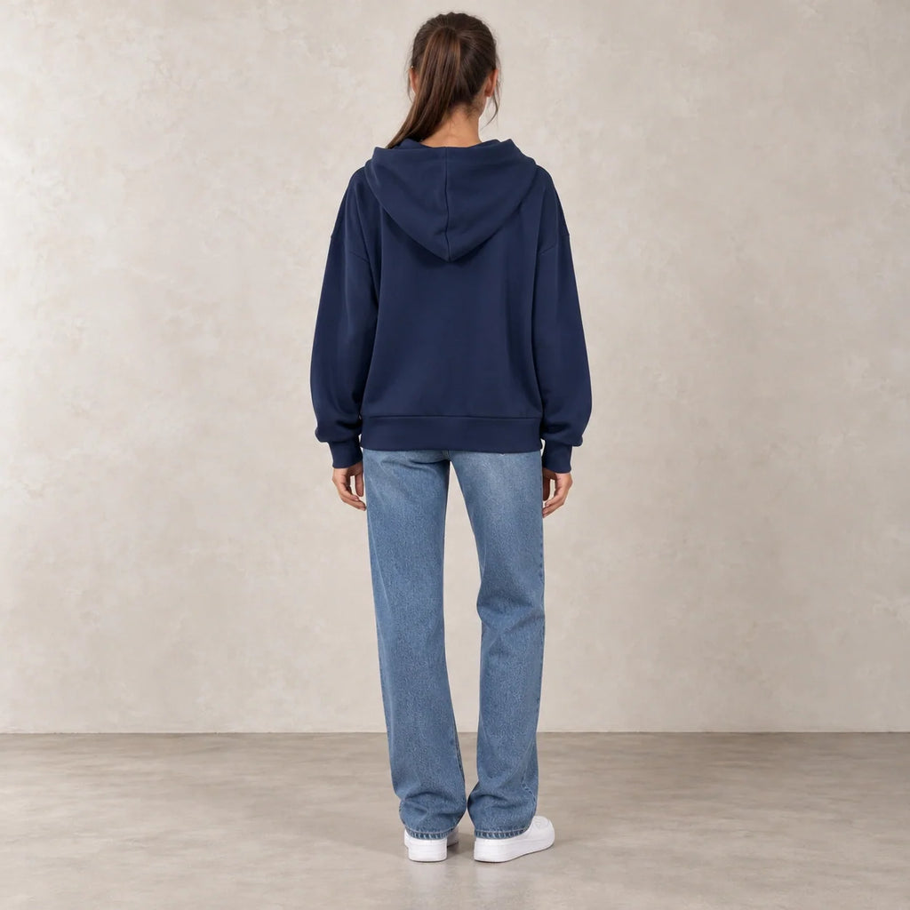 96 France Zip-Up Hoodie in Navy — ONE MORE