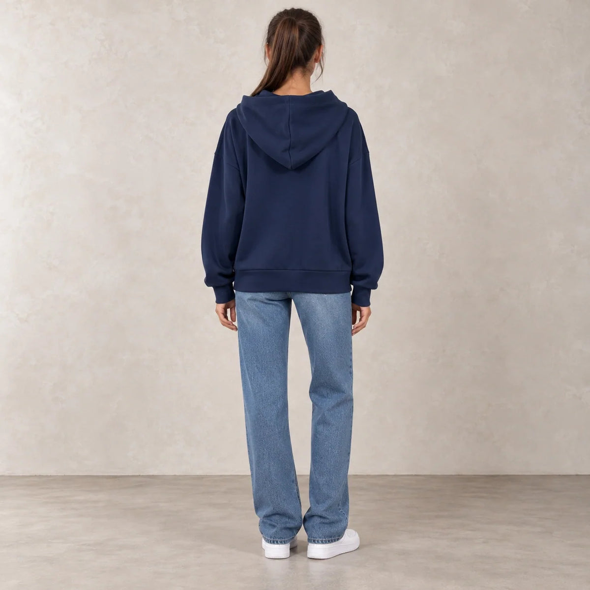 96 France Zip-Up Hoodie in Navy — ONE MORE