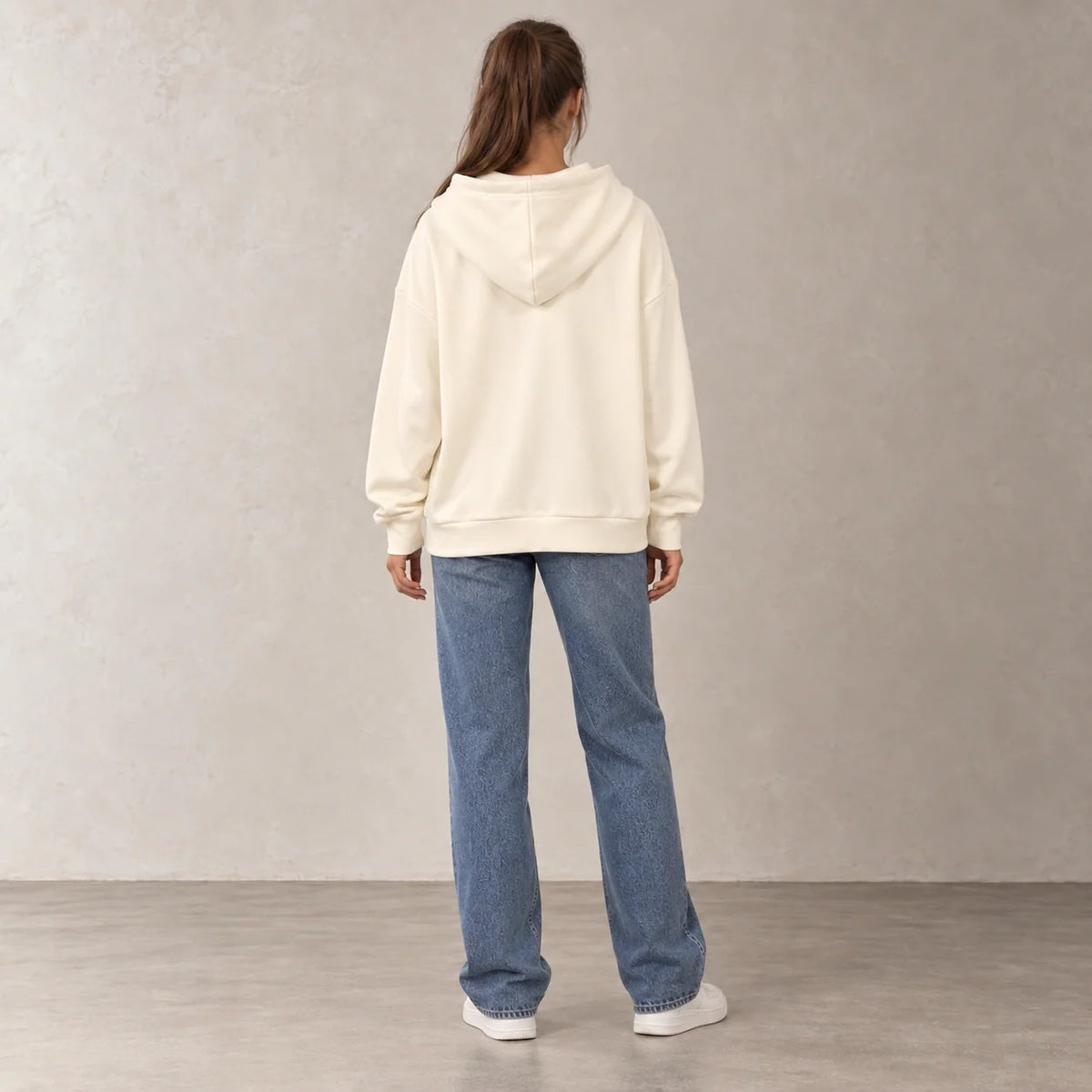 96 France Zip-Up Hoodie in Off White — ONE MORE