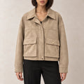 Suede Flap Pocket Jacket in Beige — ONE MORE