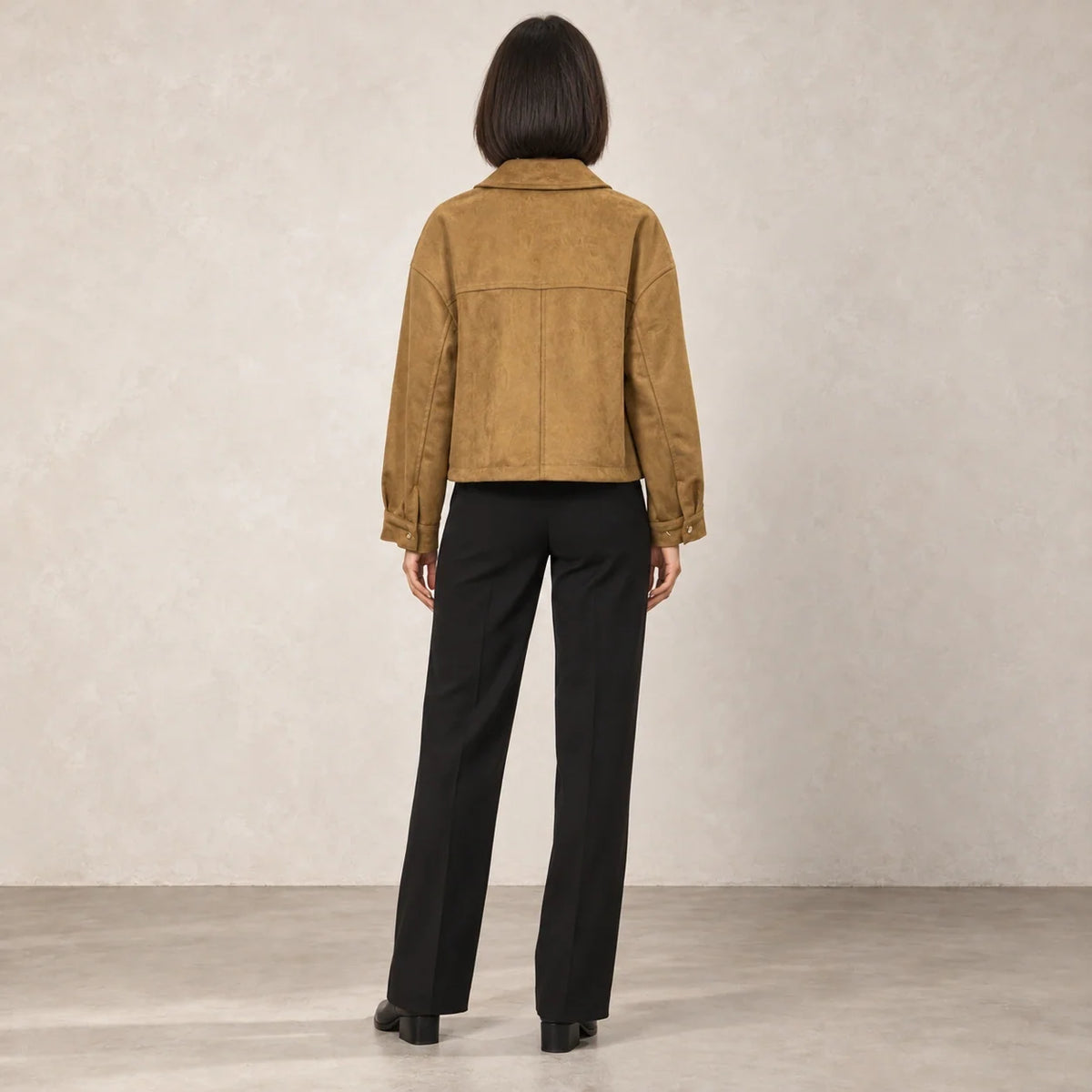 Suede Flap Pocket Jacket in Chocolate — ONE MORE