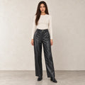 Leather Straight-Leg Trousers in Black — ONE MORE