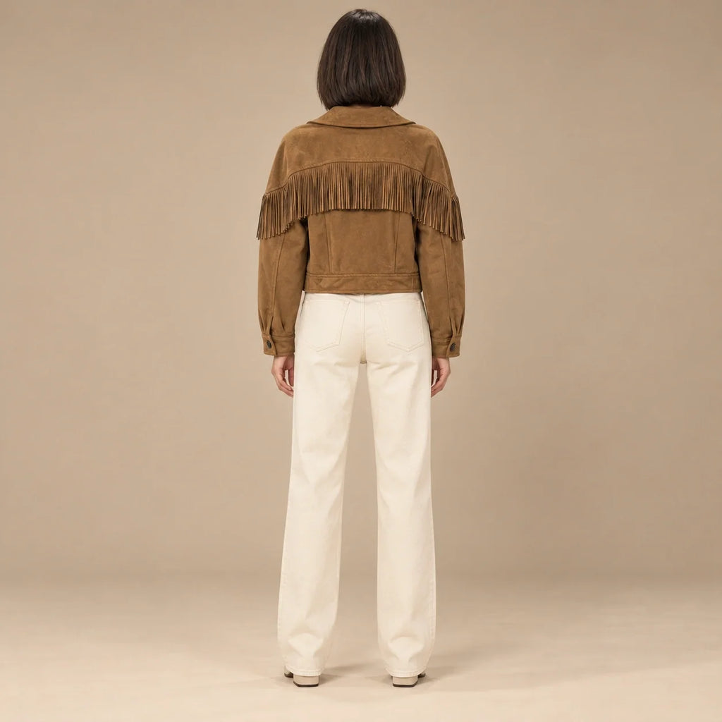 Fringed Suede Western Jacket in Dark Brown — ONE MORE