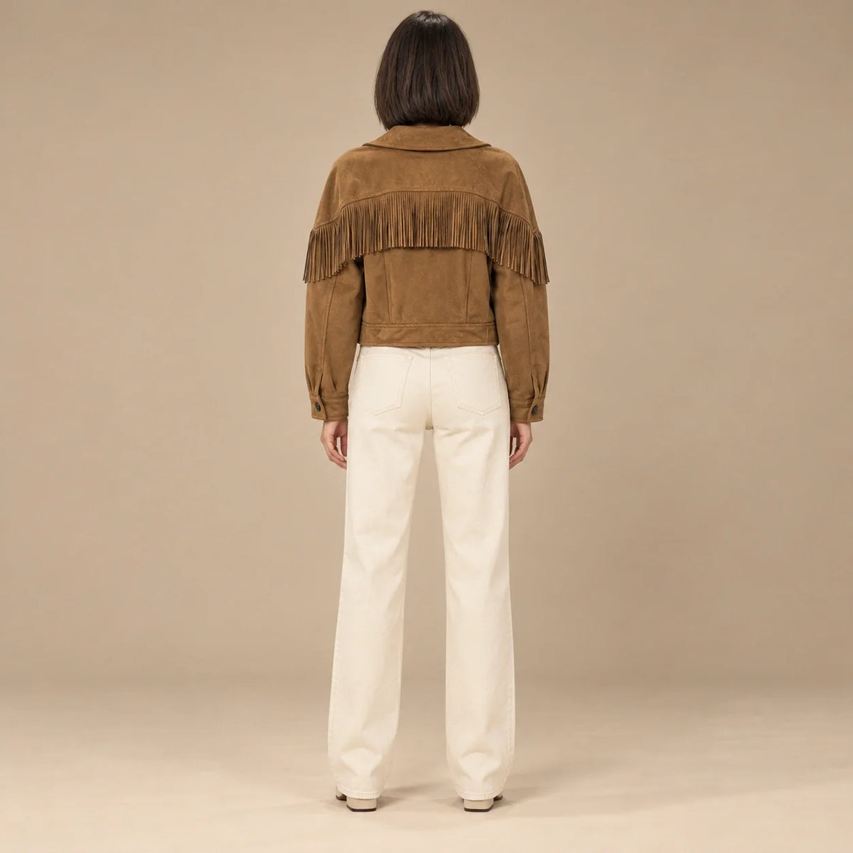 Fringed Suede Western Jacket in Dark Brown — ONE MORE