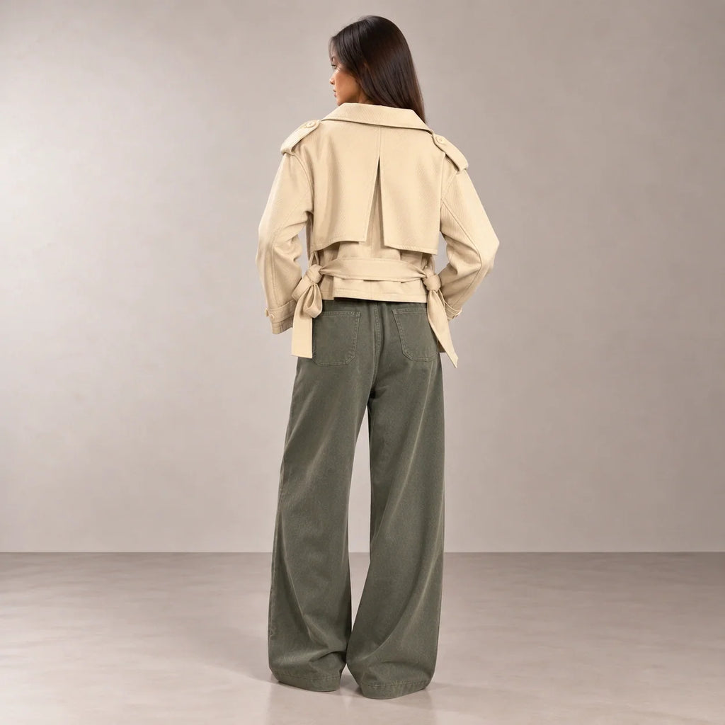 Cropped Utility Safari Jacket in Beige — ONE MORE