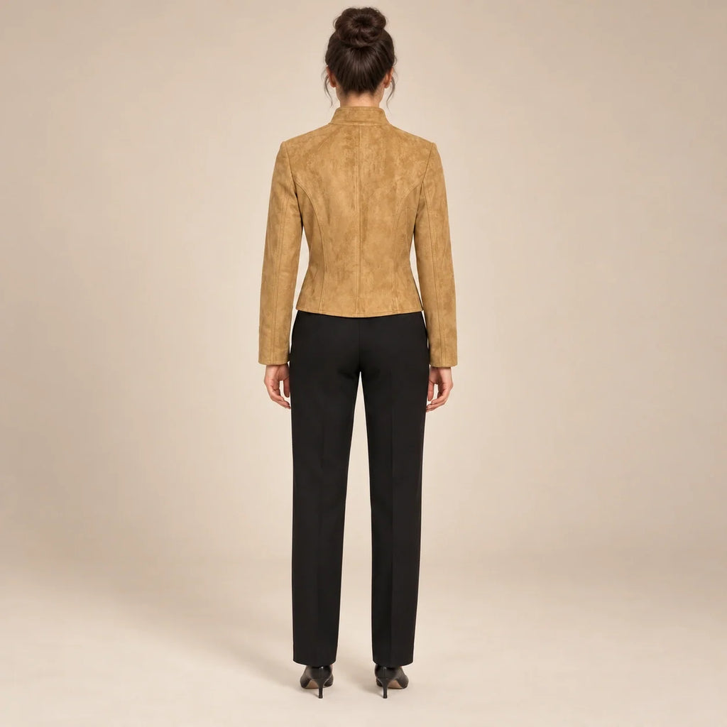 Soutache Trim Military Jacket in Camel — ONE MORE