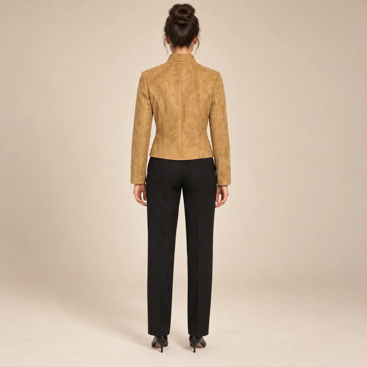 Soutache Trim Military Jacket in Camel — ONE MORE
