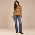 Gold Button Military Jacket in Camel — ONE MORE