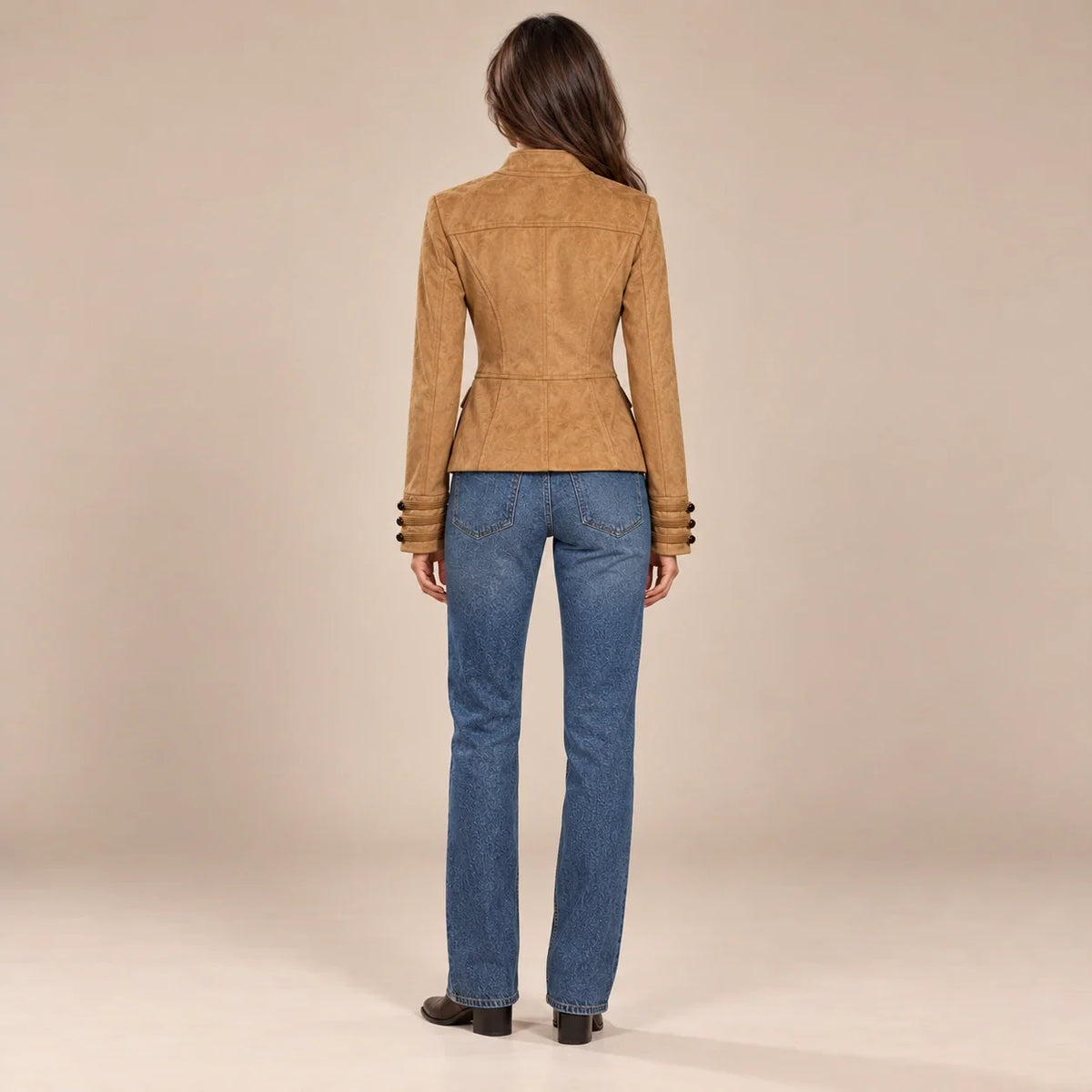 Gold Button Military Jacket in Camel — ONE MORE