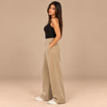 Corduroy Wide-Leg Trousers in Beige — ONE MORE