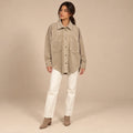 Oversized Corduroy Shacket in Beige — ONE MORE