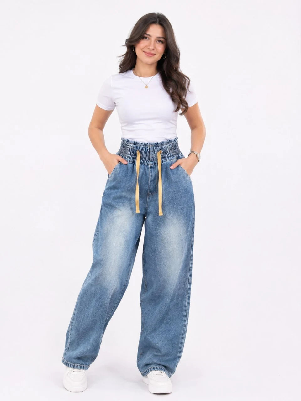 Paperbag-Waist Balloon Jeans