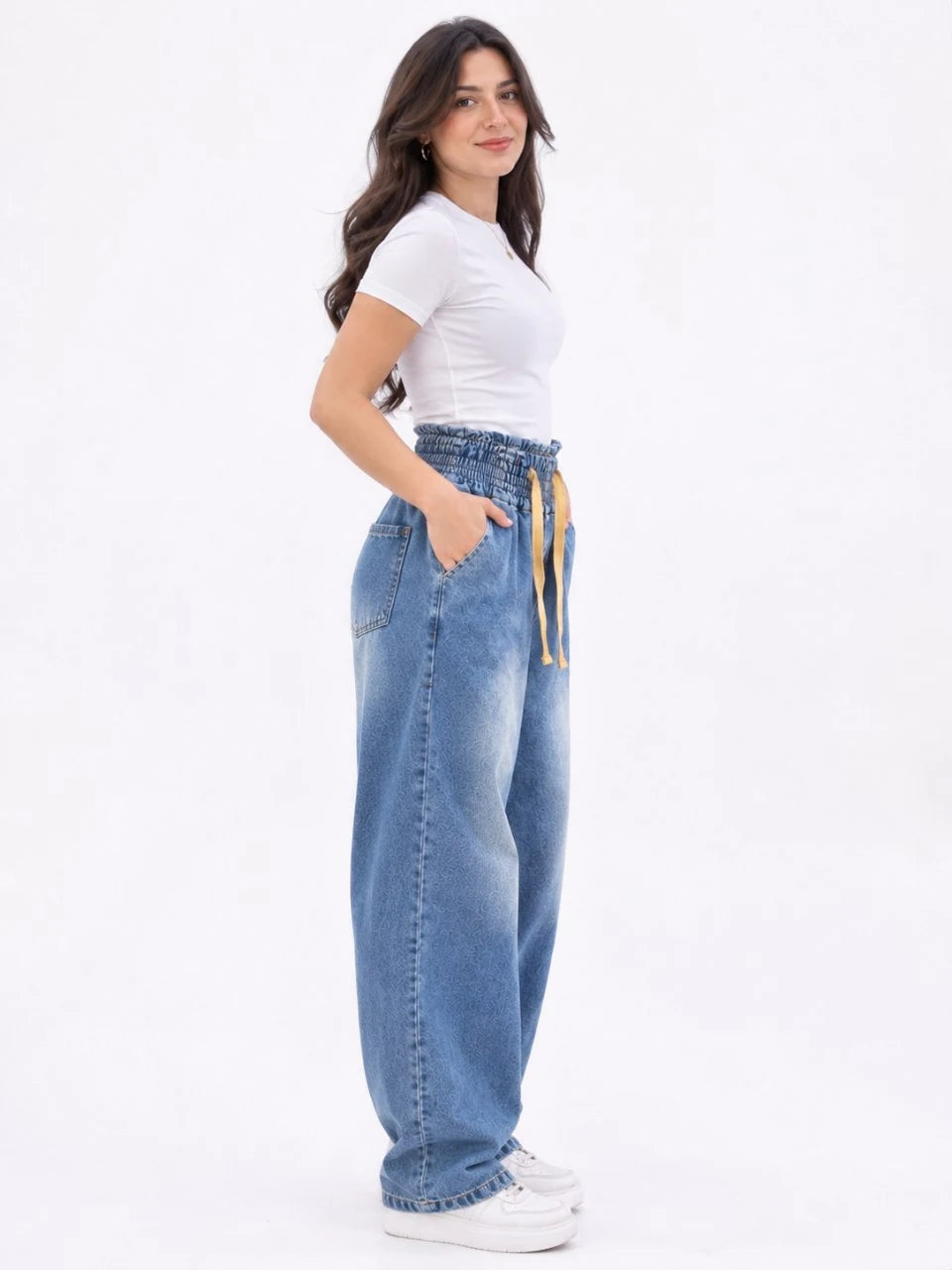 Paperbag-Waist Balloon Jeans