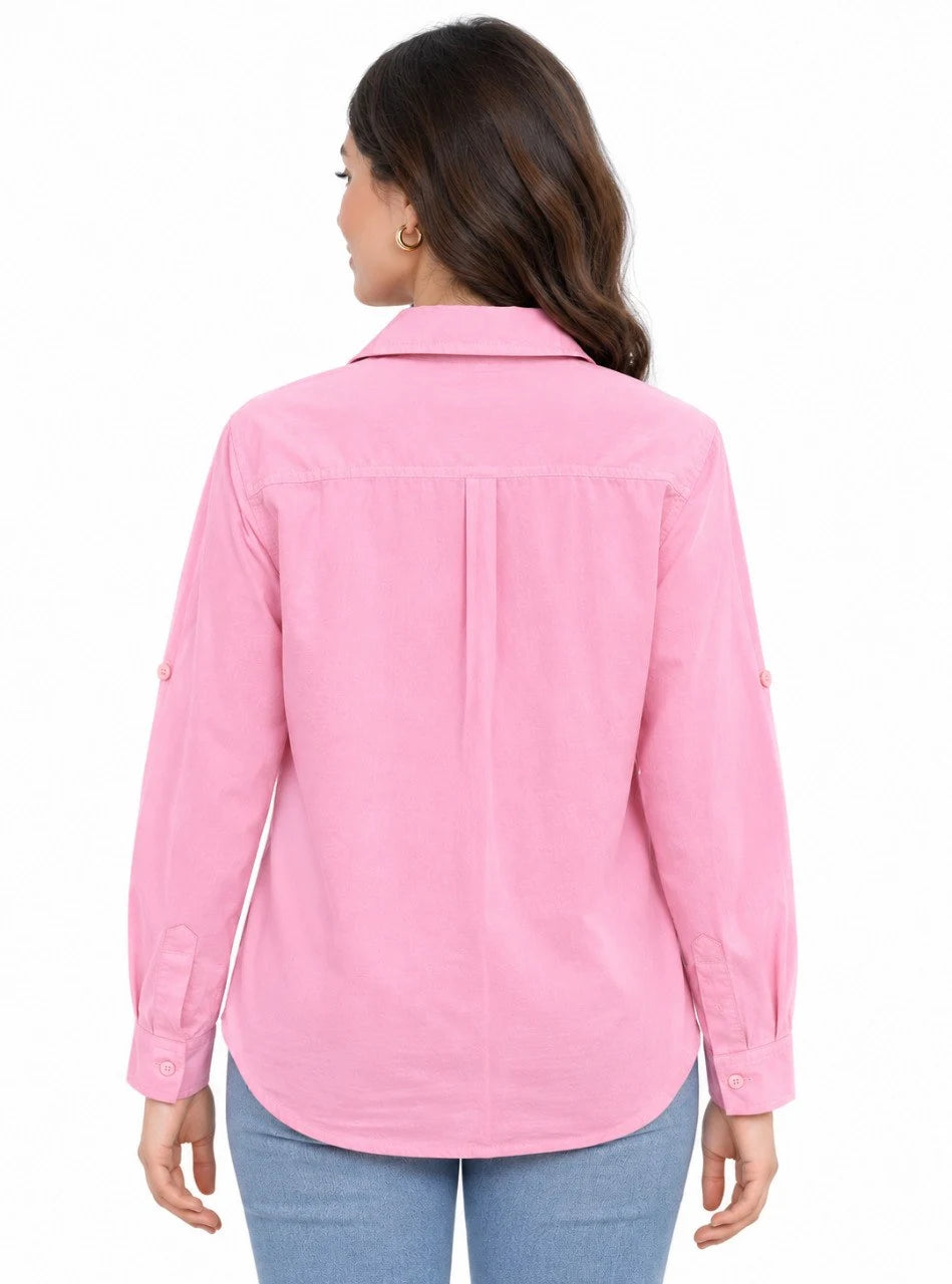 Embroidered Pocket Button-Up Shirt