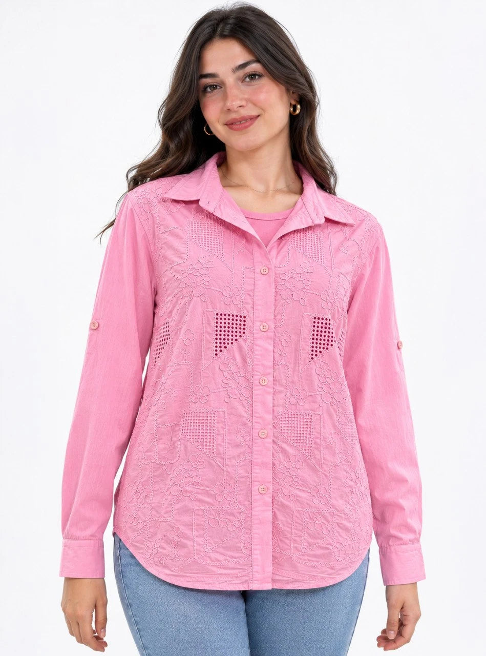 Embroidered Pocket Button-Up Shirt