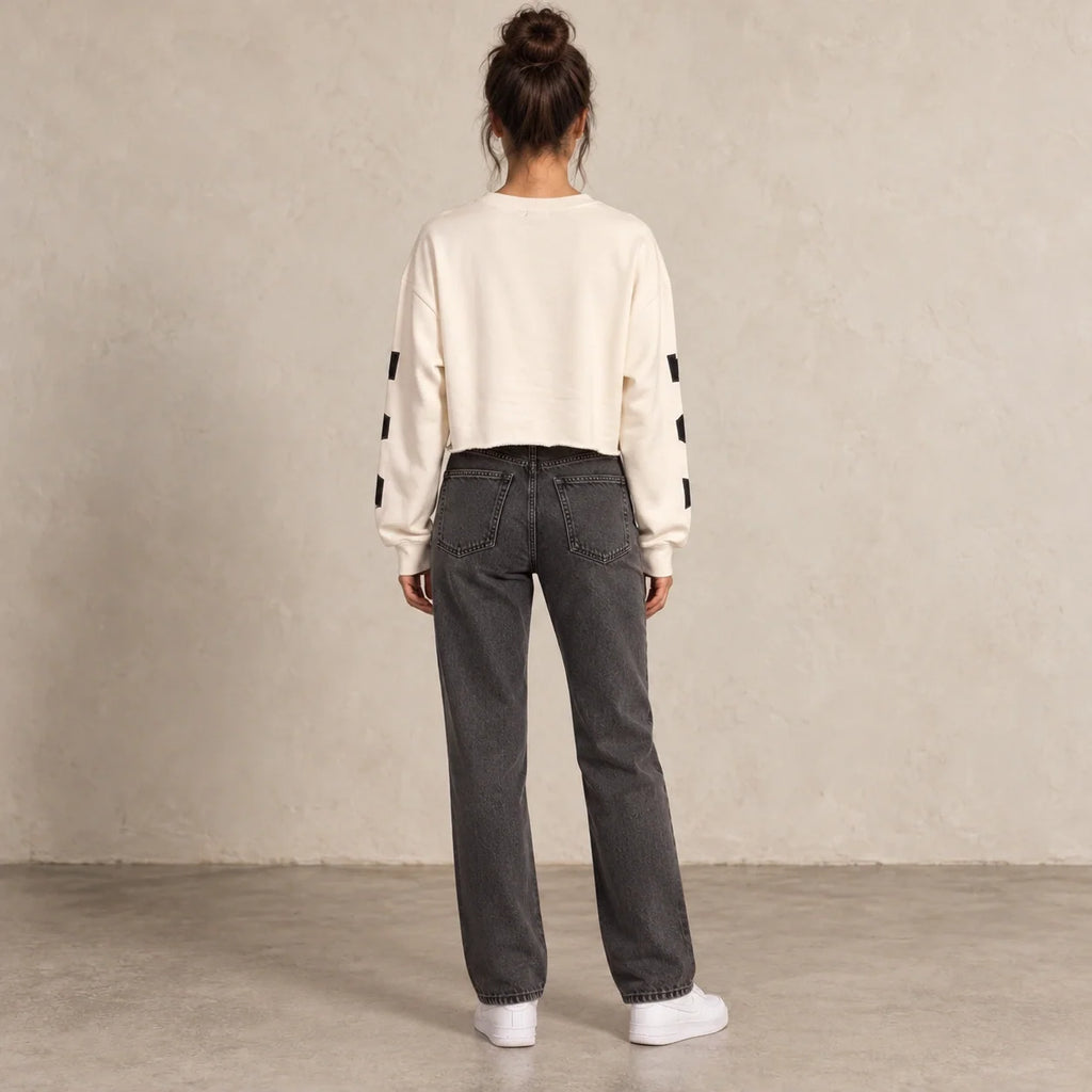 California Cropped Sweatshirt in Off White — ONE MORE