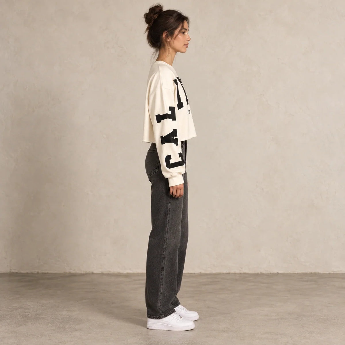 California Cropped Sweatshirt in Off White — ONE MORE