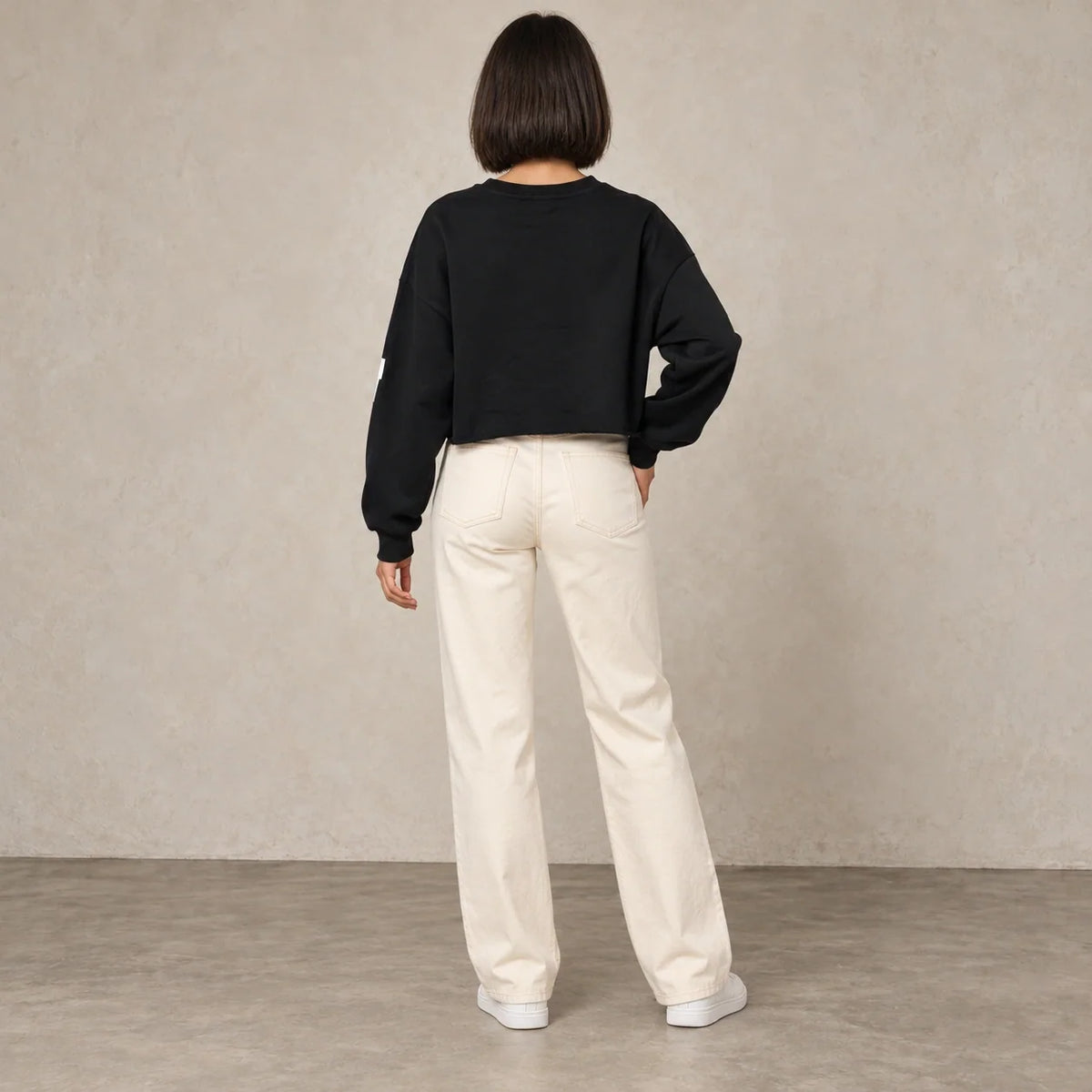 California Cropped Sweatshirt in Black — ONE MORE