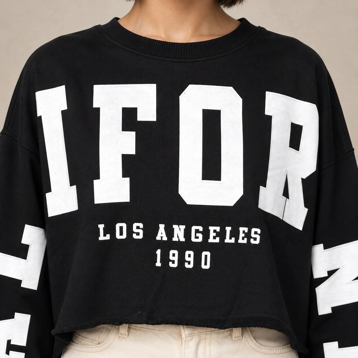 California Cropped Sweatshirt in Black — ONE MORE