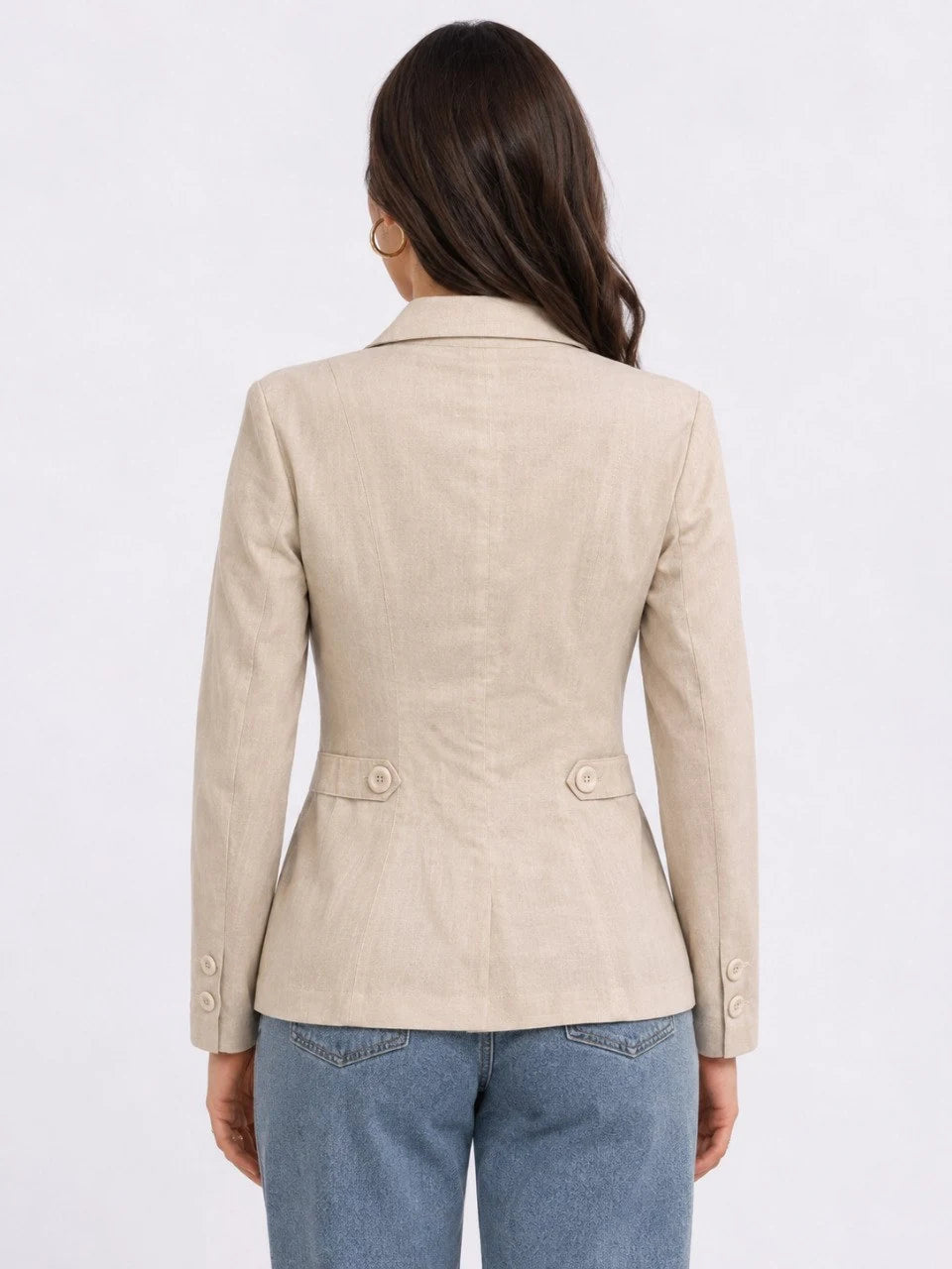 Single-Button Linen Blazer