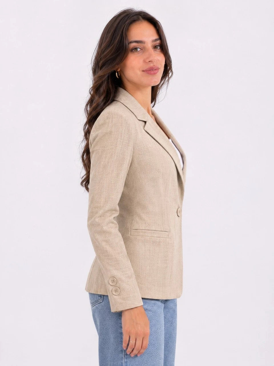 Single-Button Linen Blazer