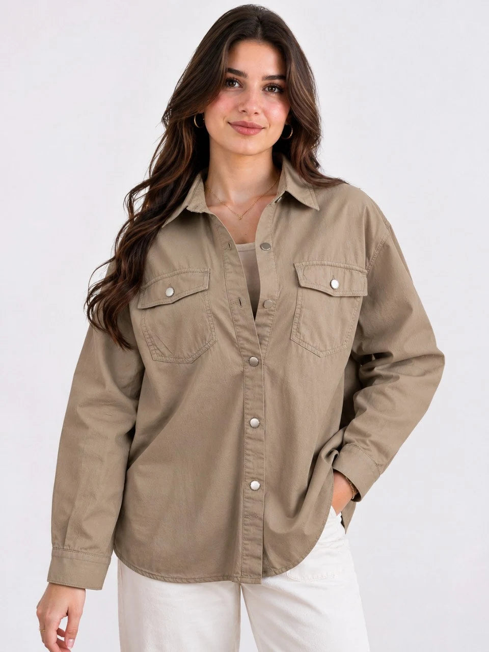 Oversized Button-Up Shirt Jacket