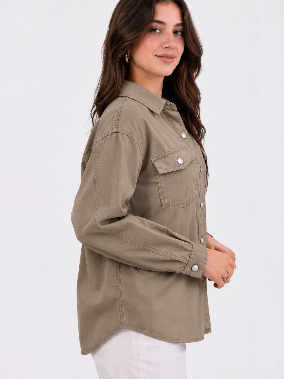 Oversized Button-Up Shirt Jacket