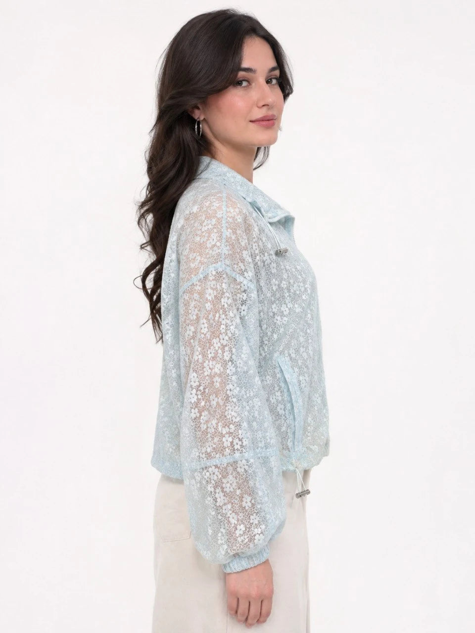 Floral Lace Zip-Up Jacket