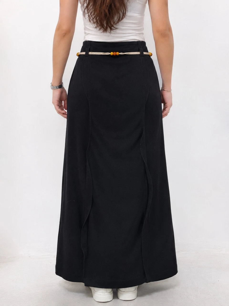 Belted Linen Maxi Skirt