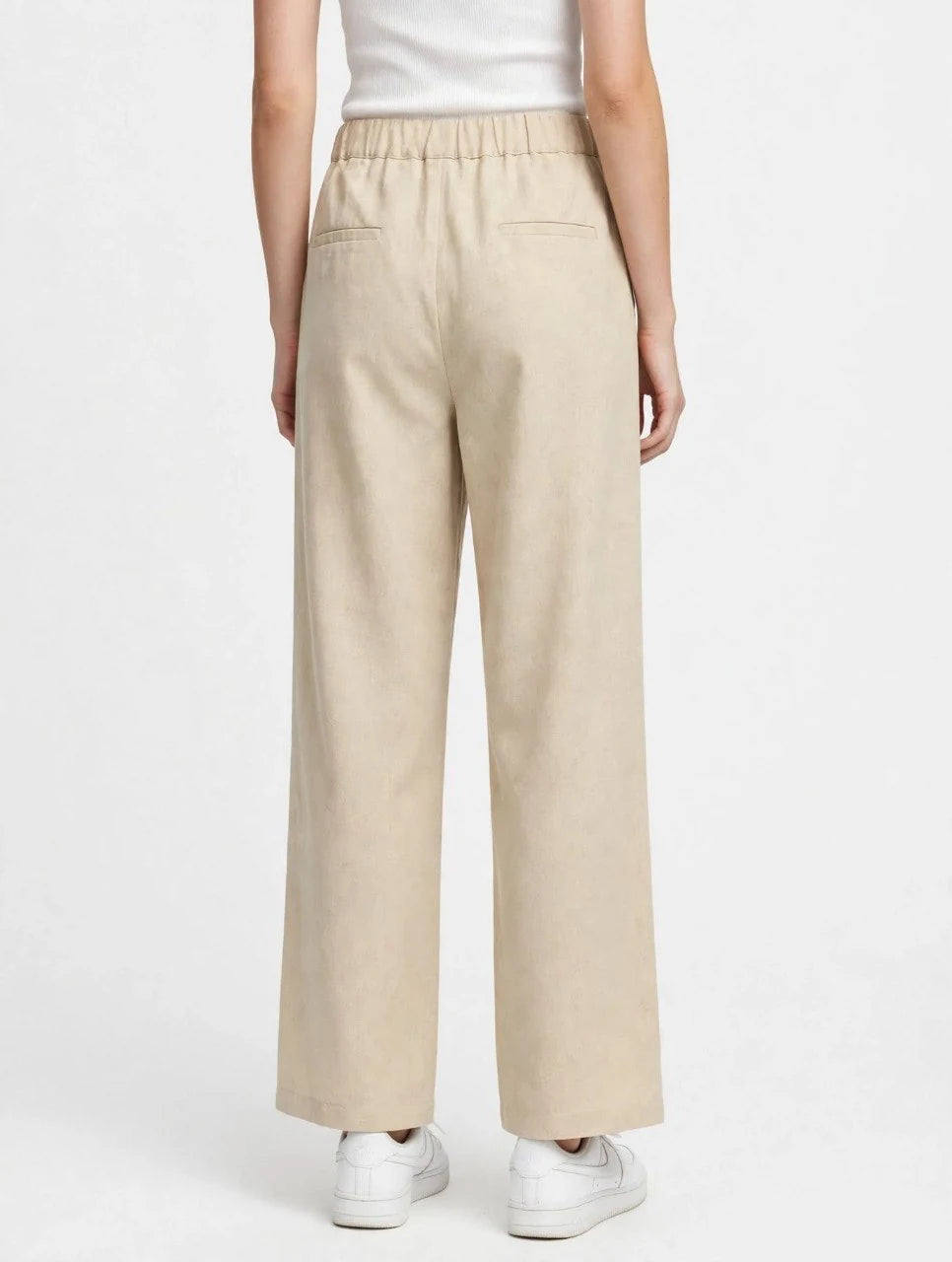 Linen Drawstring Wide-Leg Trousers