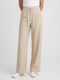 Linen Drawstring Wide-Leg Trousers