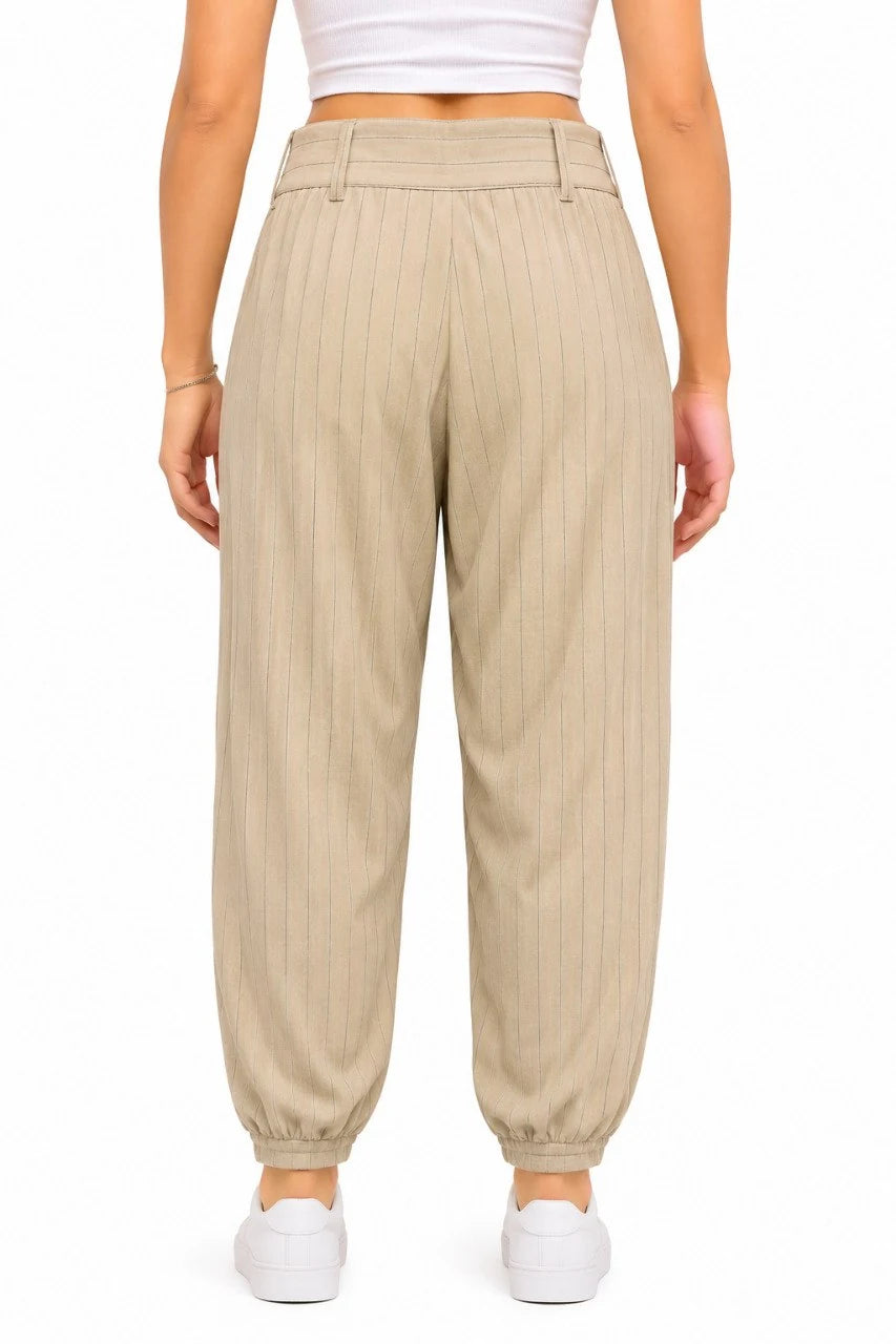 Pinstripe Cuffed Balloon Trousers