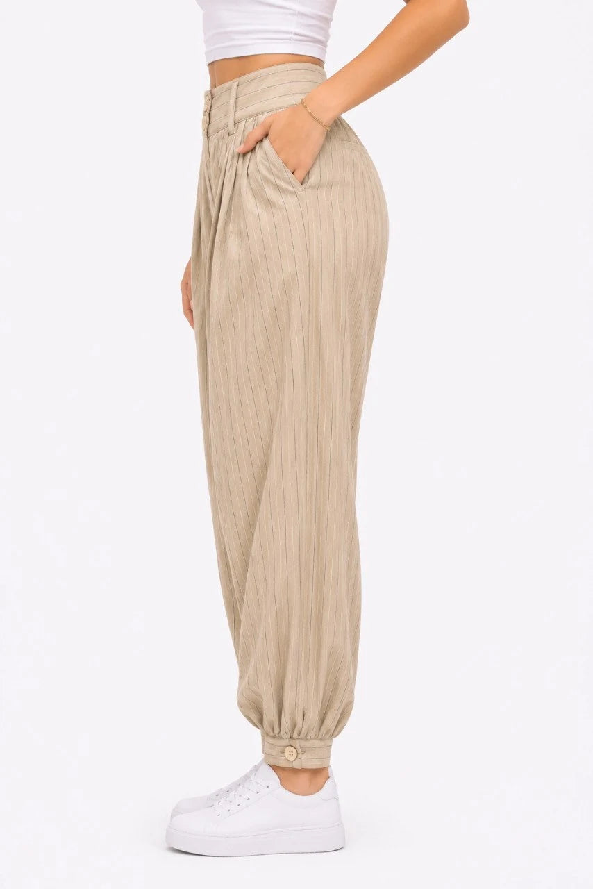 Pinstripe Cuffed Balloon Trousers